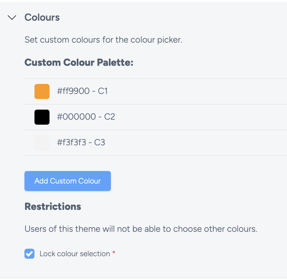 Placeholder: Lock Colour Palette Option in Theme Settings